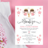 Invitacion Bautizo niñas Taufe Niedlich Twins Ange Einladung