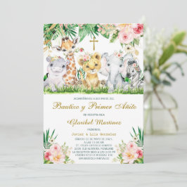 Invitación Bautizo y Primer Cumpleaños Jungla Invi Einladung