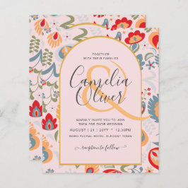 invitación bilingüe de boda de flores populär,