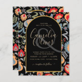 invitación bilingüe de boda de flores populär, (Vorne/Hinten)