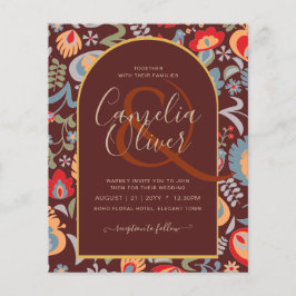 invitación bilingüe de boda de flores populär, flyer