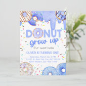 Invitación Blue donuts donut grow up boy invitatio Einladung (Stehend Vorderseite)