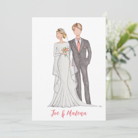 Invitación boda ilustracion hecha a mano einladung (Stehend Vorderseite)