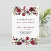 Invitación boda marsala en español einladung (Stehend Vorderseite)