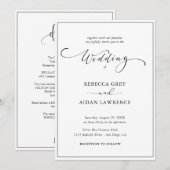 Invitación  Boda simple de fotografías en blanco y Einladung (Vorne/Hinten)