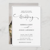 Invitación  Boda simple de fotografías en blanco y Einladung (Vorne/Hinten)