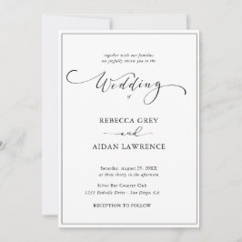 Invitación  Boda simple de fotografías en blanco y Einladung