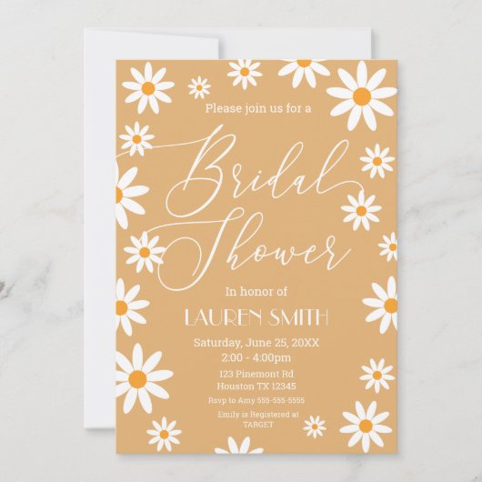 Invitación Boho Daisies Bridal Shower party Einladung (Vorderseite)