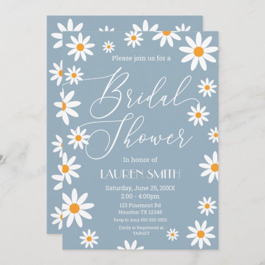 Invitación Boho Daisies Bridal Shower party Einladung (Vorne/Hinten)