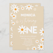 Invitación Boho Daisies One Birthday Party invitat Einladung (Vorne/Hinten)