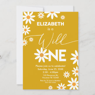 Invitación Boho Daisies Wild One Birthday Party in Einladung