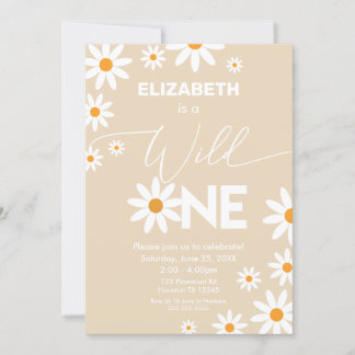 Invitación Boho Daisies Wild One Birthday Party in Einladung