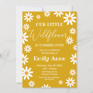 Invitación Boho Daisies Wildflower Birthday party Einladung
