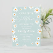 Invitación Boho Daisies Wildflower Birthday party Einladung (Stehend Vorderseite)