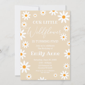 Invitación Boho Daisies Wildflower Birthday party Einladung