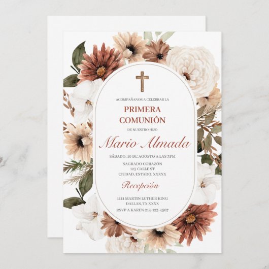 Invitación boho primera comunión einladung (Vorne/Hinten)