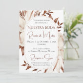 Invitación Boho Spanish Wedding Invitation Einladung (Stehend Vorderseite)