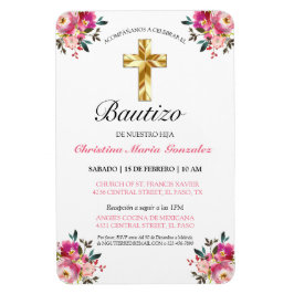 Invitación bonita del bautismo de la cruz del oro magnet