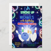 Invitación Bowling, strike up some fun, boy birthd Einladung (Vorne/Hinten)