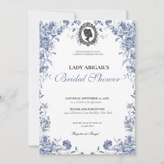 Invitación Budget Purple Florals Bridgerton Bridal Einladung (Vorderseite)