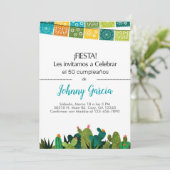 Invitación cactus bunting fiesta für männlich, hom einladung (Stehend Vorderseite)