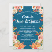 Invitación Cena de Acción de Gracias Azul Calabaza Einladung (Vorderseite)