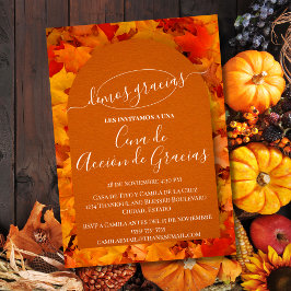 Invitación Cena de Acción de Gracias Hojas Otoño Einladung