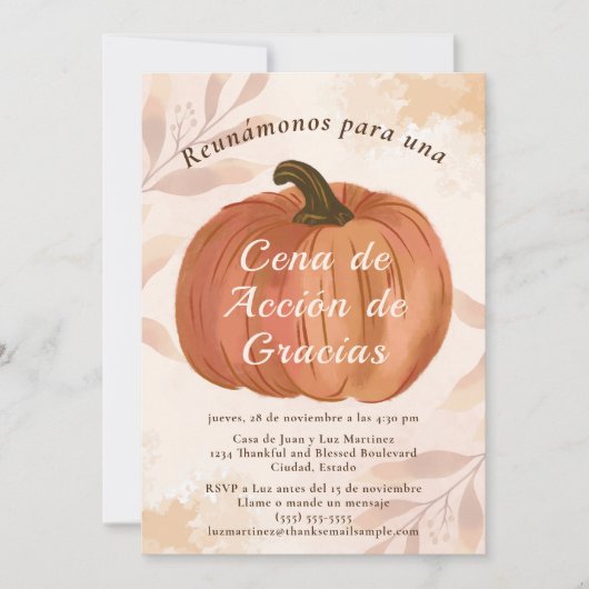 Invitación Cena de Acción de Gracias Linda Einladung (Vorderseite)
