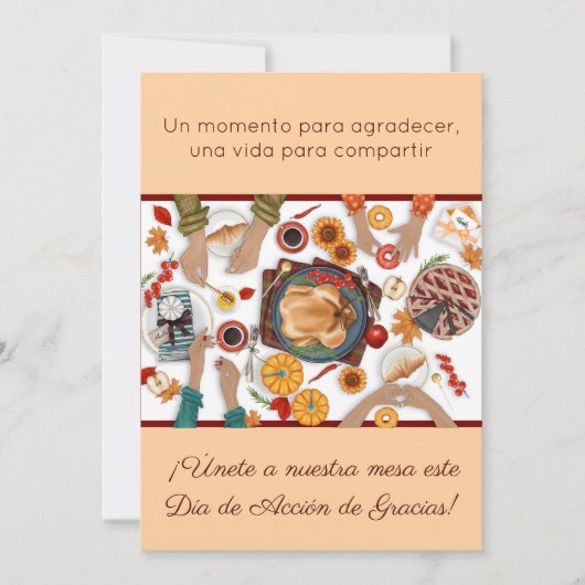 Invitación Cena de Acción de Gracias Mesa Familia Einladung (Vorderseite)