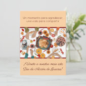 Invitación Cena de Acción de Gracias Mesa Familia Einladung (Stehend Vorderseite)