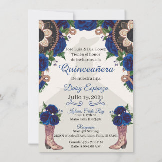 Invitación Charra Quinceanera Einladung, Royal bl. Einladung