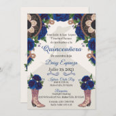 Invitación Charra Quinceanera Einladung, Royal bl. Einladung (Vorne/Hinten)