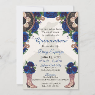 Invitación Charra Quinceanera Einladung, Royal bl. Einladung