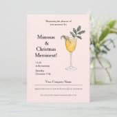 Invitación Corporativa Mimosas Navidad Rosada Einladung (Stehend Vorderseite)