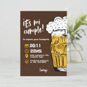 Invitación Cumpleaños de Hombre con Cerveza Einladung (Stehend Vorderseite)