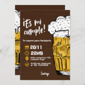 Invitación Cumpleaños de Hombre con Cerveza Einladung (Vorne/Hinten)