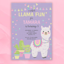 Invitación cumpleaños de Llama, llama divertida, c