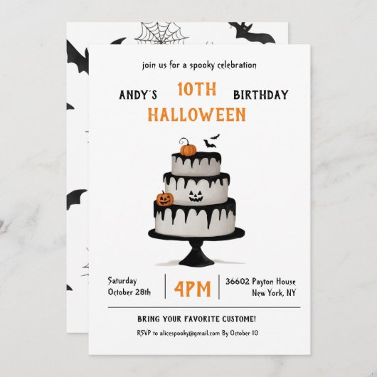 Invitación Cumpleaños Halloween Pastel Spooky Einladung (Vorne/Hinten)
