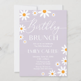 Invitación Daisies Birthday Brunch Party lilac Inv Einladung