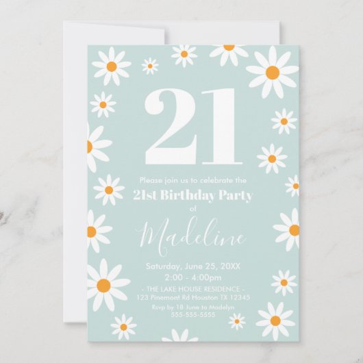 Invitación Daisies Birthday Party Invitation Einladung (Vorderseite)