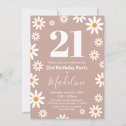 Invitación Daisies Birthday Party Invitation Einladung (Vorderseite)