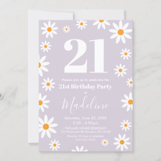Invitación Daisies lilac Birthday Party Invitation Einladung