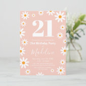 Invitación Daisies pink Birthday Party Invitation  Einladung (Stehend Vorderseite)
