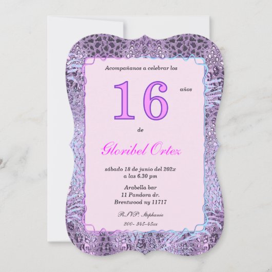 Invitación de 16 Años Mujer Einladung (Vorderseite)