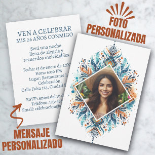 Invitación de 26 Años Boho Foto Personalizada Einladung