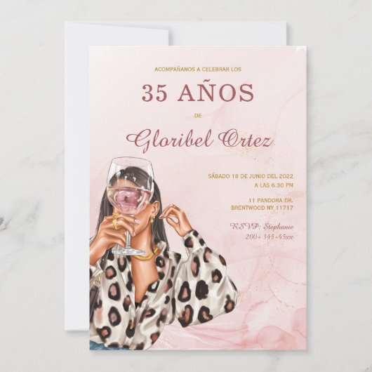 Invitación de 35 Años Mujer Einladung (Vorderseite)