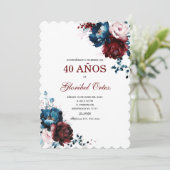Invitación de 40 Años Mujer Einladung (Stehend Vorderseite)