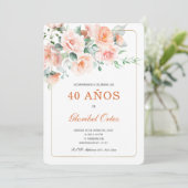 Invitación de 40 Años Mujer Einladung (Stehend Vorderseite)