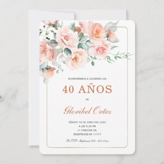 Invitación de 40 Años Mujer Einladung (Vorderseite)