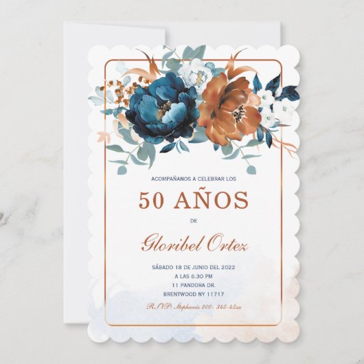 Invitación de 50 Años Mujer Einladung (Vorderseite)